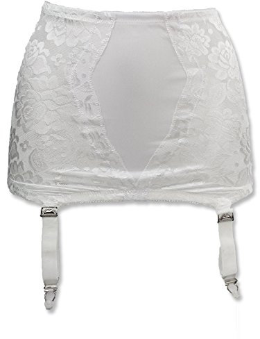 TVRtyle Damen Strapsgürtel mit Metallclip im Vintage-Stil, 4 breite Riemen, Schwarz / Weiß - Wei� - Klein