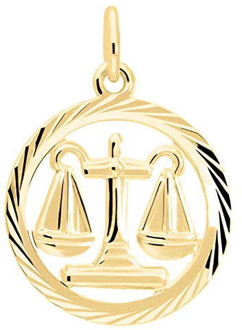 My Gold Damen Herren Kinder Anhänger Sternzeichen Waage Gold 333 (Ohne Kette) Echtes Gelbgold (8 Karat) Ø 15mm Rund Tierkreiszeichen Gavno A-04433-G302-Waa