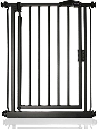 Safetots Puerta de Seguridad Autoajustable con Cierre Automático, Extra Estrecha, 61cm - 66,5cm, Negra Mate, Puerta de bebé con cierre automático, Barrera de seguridad para niños pequeños