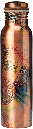Zap Impex Bouteille d'eau en cuivre pur multicolore pour les avantages ayurvédiques pour la santé Joint Free anti-fuite (cuivre, 900 ml)