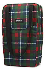 PackIt PKT-WW-HDF Freezable Double Wine, Fabric, Red and Green Plaid