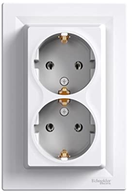 Asfora Doppelsteckdose SCHUKO weiß EPH9900121 Schneider electric 3606480527753