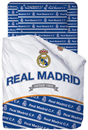 Real Madrid Juego De Sabanas de 3 Piezas - Encimera, Bajera y Funda de Almohada (180x270 + 105x200/25 + 45x125)