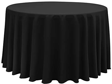 Obstal Runde Tischdecke, 210 g/m², wasserabweisend, Mikrofasertischdecke, dekorativer Stoff, runde Tischdecke für den Außen- und Innenbereich (schwarz, 274 cm Durchmesser)