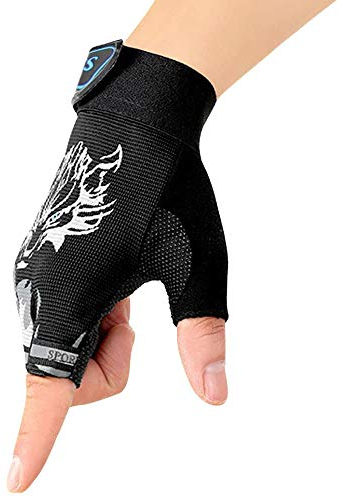 RUIXIA Kinder Halbfinger Handschuhe Fingerlose Handschuhe Fäustlinge Gloves Outdoor rutschfest Fahrradhandschuhe Sporthandschuhe für Radfahren, Fitness, Training, Laufen, Klettern für Jungen Mädchen
