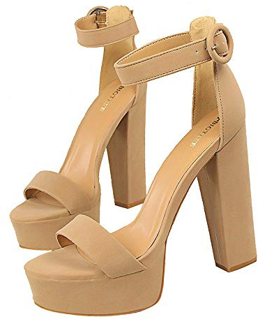 Women Girls High Heel Ankle Strap Thick Heel Peep-Toe Dress Sandals Dress Pumps Court Shoes for Working Life Party Wedding Night Club 13 CM Platform 4.5cm
