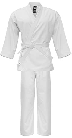 ULTIMATE FIGHT GEAR Light Weight Karate Uniform Gi - Kids Adults Unisex Belt Included (White, 0000)