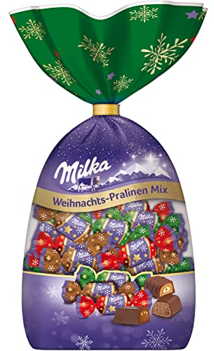 Milka Weihnachts-Pralinen Mix 1 x 180g I Weihnachtsschokolade Mischung Einzelpackung I Weihnachts-Geschenk Schokolade I Süßigkeiten zu Weihnachten aus 100% Alpenmilch Schokolade