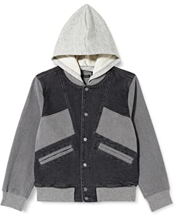 IKKS JUNIOR Jungen Veste Denim Patchwork de Jean Gris Clair et Foncé Rock + Roll Xu40013.95 Mundstück, Stone Grey, 6 Jahre