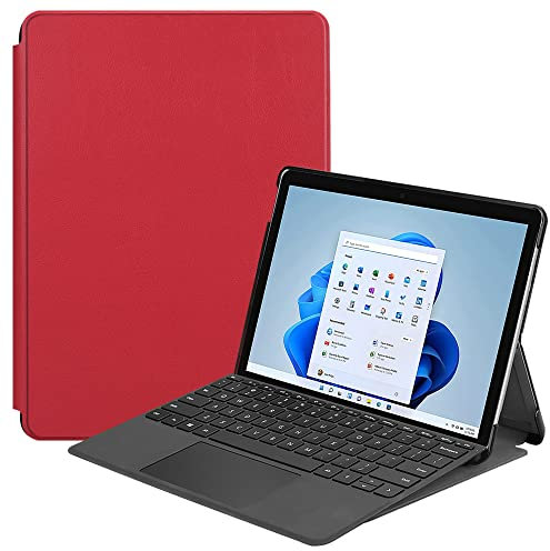 Kepuch Custer Cover per Microsoft Surface Pro 8,PU-Pelle Case Custodia per Microsoft Surface Pro 8 - Rosso