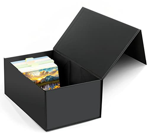 4 x 6 Index Card Holder, 10 x 15 cm Storage Box for 1200 Flash Cards - 1 Pack, Black