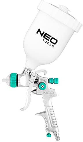 NEO TOOLS Spritzpistole Lackierpistole mit Oberbecher 0,6 l, 1,4 mm, Luftverbrauch 250–350 l/min., max. Arbeitsdruck 4 bar, 3 Einstellungen, HVL, Farbsprühsystem