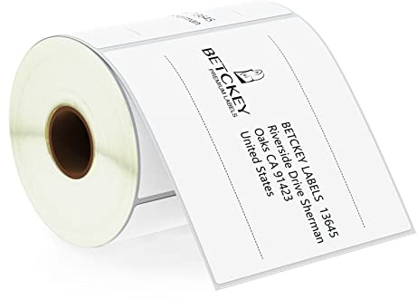 BETCKEY - 102mm x 102mm(4 in x 4 in) Perforierte Versand/Große quadratische Thermoetiketten Kompatibel mit Zebra und weiteren Druckern [1 Rolle/350 Etiketten]