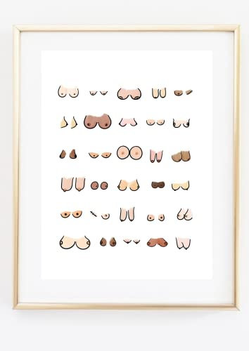 Din A4 Kunstdruck ohne Rahmen - Brust Brüste Busen Tits Nude Badezimmer - Lustig - Gäste WC Poster Bild Wanddeko