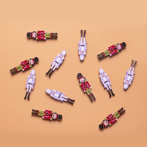 St Helens Home & Garden Pack of 12 Wooden Nutcracker Stickers - Perfect for card making, arts and crafts and gift bags (Red and Orange)