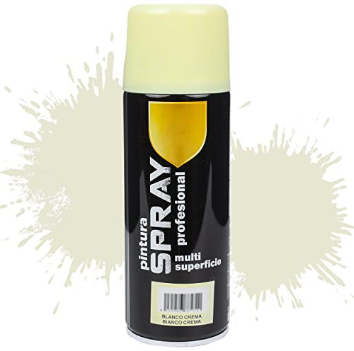 Etrexonline Pintura Spray Multicolor Profesional 400ml Adecuado Metal Madera y Plástico - Color Blanco Crema (Paquete de 1)