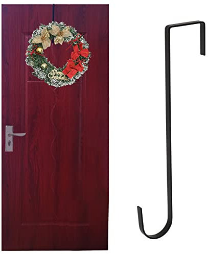 ZningEsxi Türkranz Haken Kranzaufhänger Türhaken Schwarz 30 cm Türhaken zum Einhängen für Kranz Tür Haken Haustür Außen Türhänger Türhaken für Kranz Türkranzhalter Weihnachtskranz Mänteln