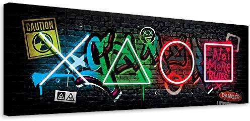 Feeby Quadro su Tela 90x30 cm per Gamers Console di gioco 1 pezzo Stampa Murale Fotografia Decorazione da parete Immagini Moderni per Soggiorno Camera da Letto Ufficio Gaming Play multicolore