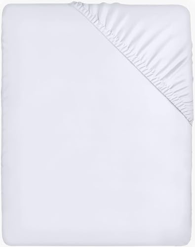 Utopia Bedding - Spannbettlaken 200x220cm - Weiß - Gebürstete Mikrofaser Spannbetttuch - 35 cm Tiefe Tasche