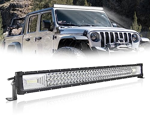 SKYWORLD 32 Zoll 405W LED Arbeitsscheinwerfer 1 Stück,Wasserdicht IP67 LED Arbeitsscheinwerfer 12 Volt Spot Flutlicht LED Arbeit Licht Bar für Bagger Traktoren Schlepper Gabelstapler ATV Lkw, offroad