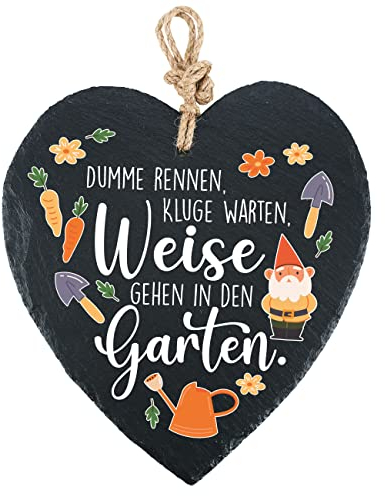 Herz & Heim® Gartenschild Schiefer-Herz 23 cm x 27 cm