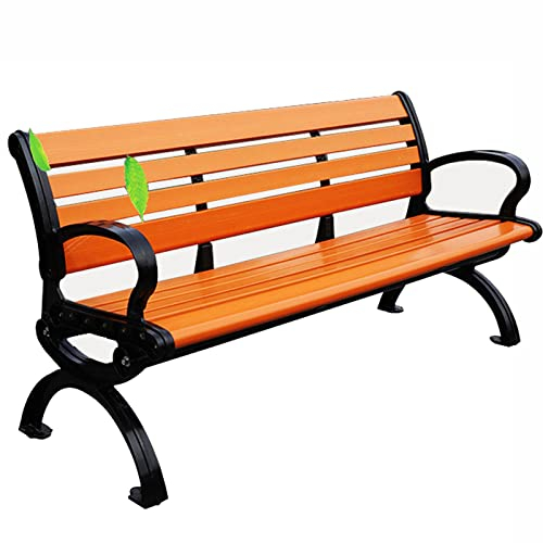 HUHJYUGE Gartenbank Wetterfest 3 Sitzer, Balkon Bank Mit Armlehnen & Rückenlehne, Outdoor Bank Parkbank Terrassenbank Zweisitzer, Lattenrost Sitz Mit Cast Gusseisen Frame (180cm)