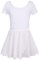 Arshiner Ballettanzug Zweiteilig Mädchen Ballettkleid Kurzarm Kinder Ballettkleidung Baumwolle Ballett Trikot mit Rock Tütü Weiß 160/10-11 Jahre