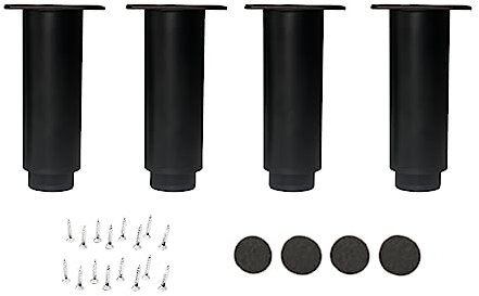 MOBILIARIOCLICHI - Pieds de meubles, pieds métalliques réglables en différentes hauteurs et couleurs, valables pour tout type de meuble. (4 pièces, 12 à 18 cm, noir)