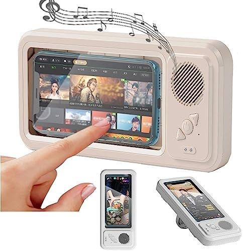 Soporte Para TeléFono Ducha Resistente Al Agua,Con Altavoz Bluetooth InaláMbrico,Funda Para TeléFono Ducha,BañO,Montaje En Pared Para Todos Los TeléFonos MóViles Hasta 7 Pulgadas,Regalos Para Hombres