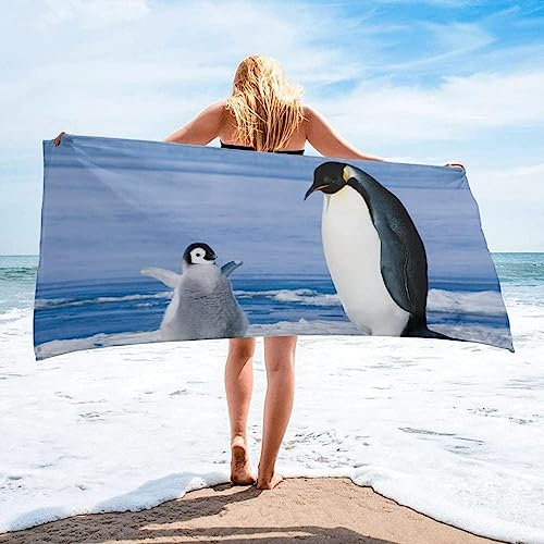 Aozhiswe Mikrofaser Strandtuch Pinguin Handtuch Groß 70x150 Strandhandtuch Süße Tiere Badetuch Schnell Trocknendes Sandfreies Weiches Strandlaken, Strandtücher, Badehandtuch