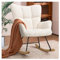 INMOZATA Teddy Fabric Relax Rocking Chair Nursing Chair Comfortable Rocker Relaxing Nursery Rocking Chair with High Backrestor & Arm Rest for Bedroom Office Living Room (Ivory White)