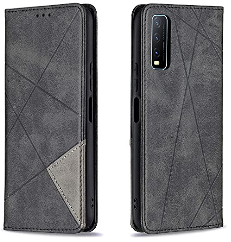 Posanter Kompatibel mit Vivo Y20s/ Vivo Y20/ Vivo Y11s Hülle, Handyhülle Vivo Y20s/ Vivo Y20/ Vivo Y11s, PU Leder Flip Handytasche Schutzhülle Klapphülle TPU Hülle mit Magnetisch Kartenfach (Schwarz)