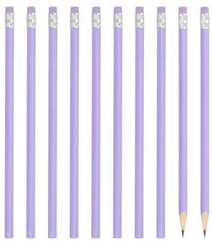 PATIKIL Runde Bleistifte, 24er Pack HB Graphit-Bleistifte mit Radiergummi, Holz-Bleistifte, niedliche Stifte für Klassenzimmer, Lehrerbedarf, Lila