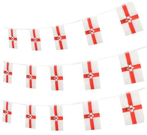 TOPBATHY 1 Set Northern Ireland Flag Banner Irish Themed Party Decorations Union Jack Flag String Flag for outside Decor