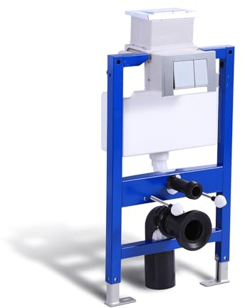 Vorwandelement WC - Unterputz Spülkasten WC mit betätigungsplatte - HDPE Material Vorwandspülkasten für Wand-WC - Bemaltes Eisenregal - Vorwandelement WC Set Komplett - 50×12×82 cm (UWT02L-GE)