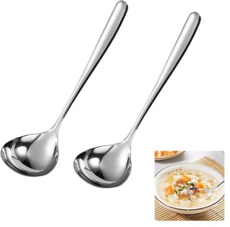 2 Pièces Louche à Soupe 20,5cm Petite Louche Inox, Louche Cuisine, Cuillère de Service, Cuillère à Soupe Inox, Cuillères de Service pour Buffet Restaurants Parti, Lavables au Lave-Vaisselle