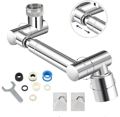 Hisdricus 1440° prolunga rubinetto bagno, prolunga rubinetto cucina,prolunga girevole e retrattile per rubinetto dell'acqua, 2 modalità, per bagno e cucina
