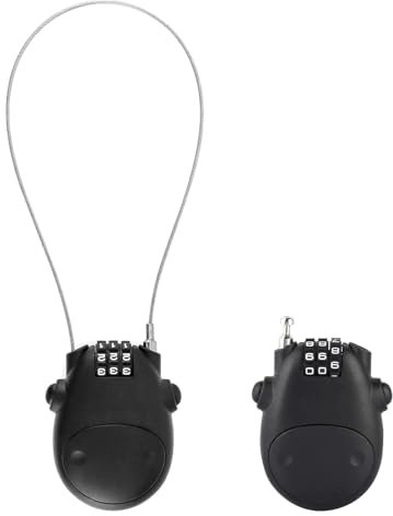 2Pcs Digit Code Combination Password Lock, Retractable Cable Lock Pram Lock, Password Security Coded Lock for Pushchair Bicycle Stroller Backpack Suitcase Luggage (Black)