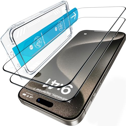 UniqueMe für iPhone 15 Pro Max für Panzerglas Entspiegelte;[Automatische Staubentfernung] 9H Vollständige Abdeckung Full Screen für iPhone 15 Pro Max Schutzfolie Matt Blasenfrei 2 Stück