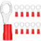 Pack of 20 Ring Terminals 0.5 - 1.5 mm² Hole Diameter M6 Cable Lugs Crimp Connector Partially Insulated PVC Cable Connector Made of Tin-Plated Copper