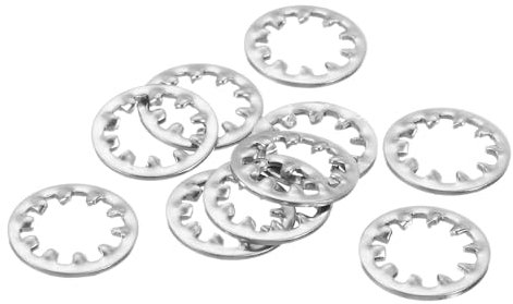 QUARKZMAN 10Pz Rondelle Bloccanti a Stella con Denti Interni, Rondella Bloccante Dentellata Interna in Acciaio Inossidabile da 3/8 Pollici per Fissaggi Meccanici, Tono Argento