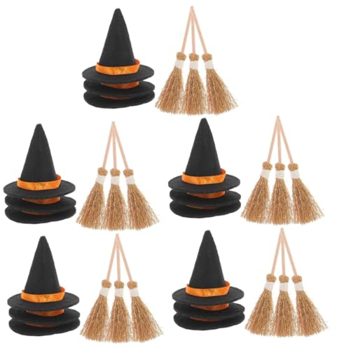 Garneck 15 Sets Halloween Hexenhut Kleine Hüte Für Kuchendekoration Mini Hexenbesenhut Hexendekor Hexen Minibesenhut Kleine Hexenhüte Zum Basteln Hexenbesen Basteln Miniatur