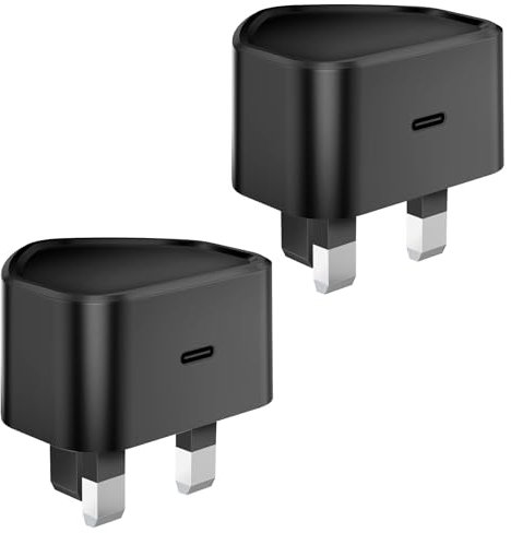 25W USB C Plug, 2-Pack USB C Fast Charger Plug Type C Charging Plug UK USBC Power Adapter Charge Head PD Wall Charger Plug for iPhone 16 15 14 13 12 11 Pro Max Plus XS XR, Samsung Galaxy, iPad