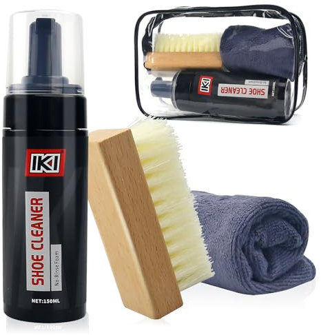 IKI Sneaker Reiniger Set – Schuhputzsets mit Sneaker Cleaner Bürste und Handtuch – Foam Schuhreiniger für Weiße Schuhe