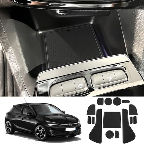 Coleya Antirutschmatten Kompatibel mit Opel Corsa F 2020-2024 (Manuelle Bremse), Mittelkonsole Gummimatten Türnaht Matten Getränkehalter Matte, Opel Corsa Zubehör rutschfeste Matten (Schwarz)