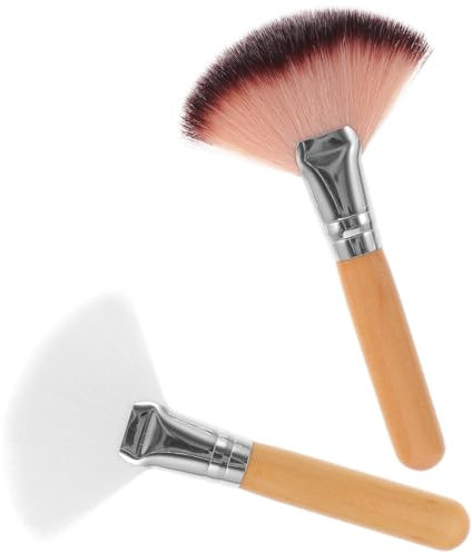 TOVINANNA Set of 2 Makeup Brushes Powder Setting Brush Rose Gold Long Handle Soft Fluffy for Women