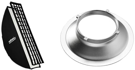 Walimex pro Essential Striplight Softbox 30x120cm + Softboxadapter für Multiblitz P-Bajonett, um 360° drehbar, einfacher Aufbau, inkl. Grid, Bowens Adapter und Transporttasche