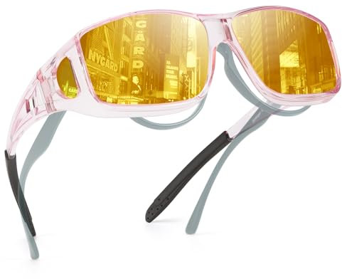TJUTR Night Driving Glasses Fit Over Glasses for Men Women, Anti Glare Polarised Night Vision Eyeglasses Yellow Lens