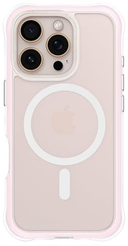 ORNARTO Funda para iPhone 16 Pro Magnetica Compatible con MagSafe,Transparente Carcasa con Air Incorporado,Antigolpes Protección Grado Militar Bumper Case,Anti-Arañazos,Rosa