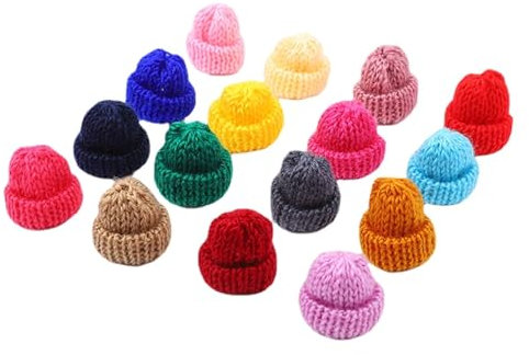 Benyong Basteln Mützen Sorgenwürmchen Mini Strickmützen Für Mützchen Für Weihnachtsmützen Puppen Hut Kleine Für Weihnachten Basteldekoration Gestrickt Ornamente (ohne den Ball,100 Stück)